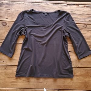 Eileen Fisher Women's Black 3/4 Sleeve Scoop Neck Top Size Small